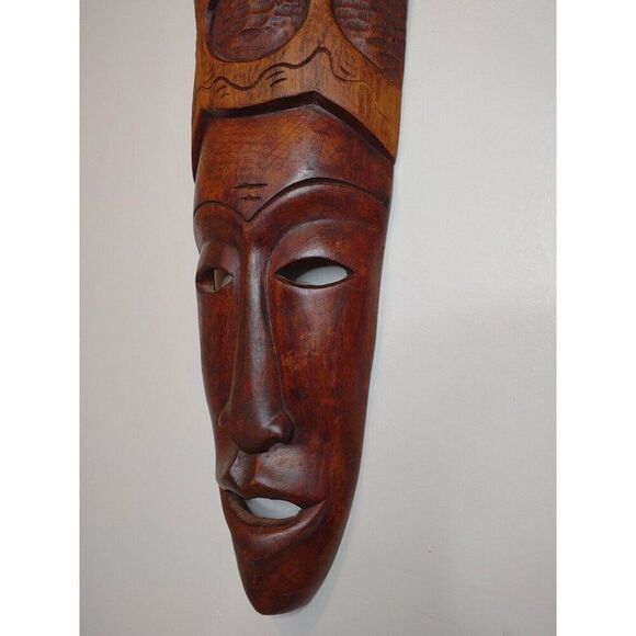 Wooden African Mask Decor Antique Decorative Large Good Blessings - Picture 2 of 16